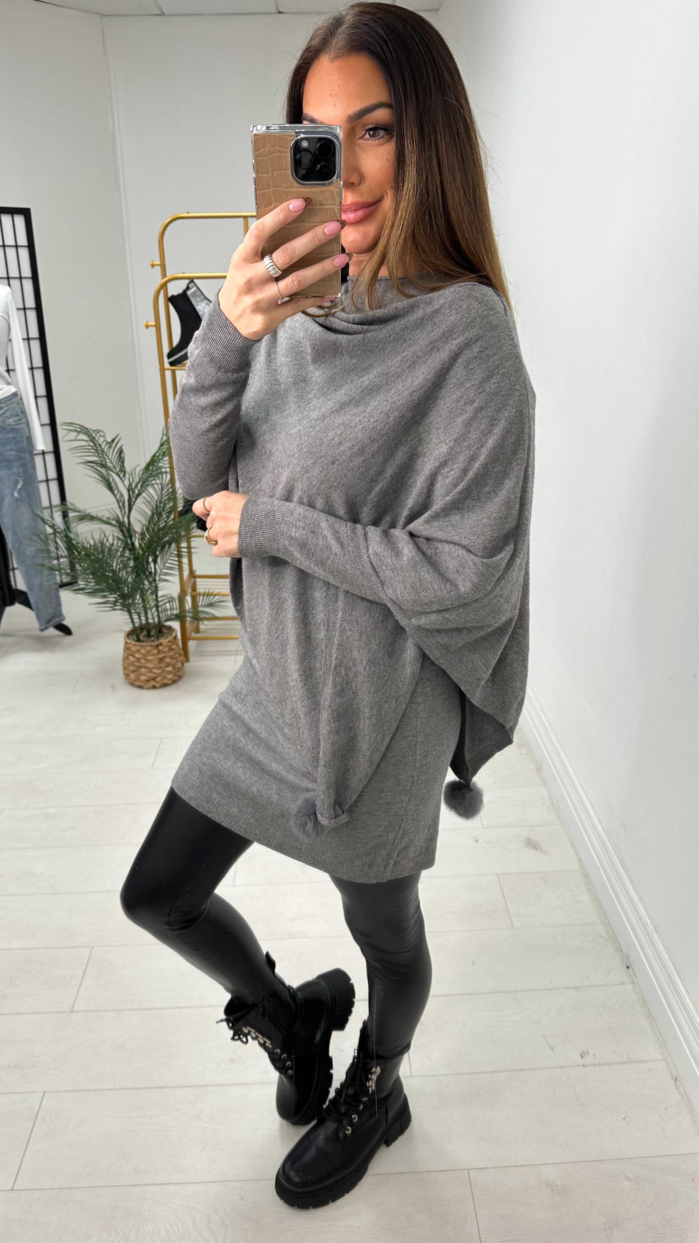 Magnolia Plain 2 Piece Asymmetric Poncho Co-Ord Set