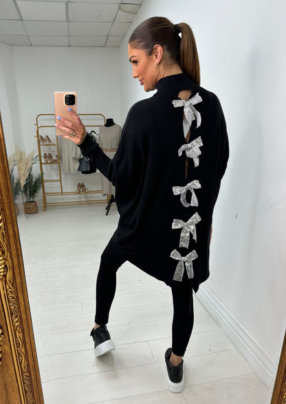 Myla Plain Sequin Bow Back Jumper