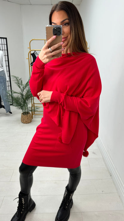 Magnolia Plain 2 Piece Asymmetric Poncho Co-Ord Set