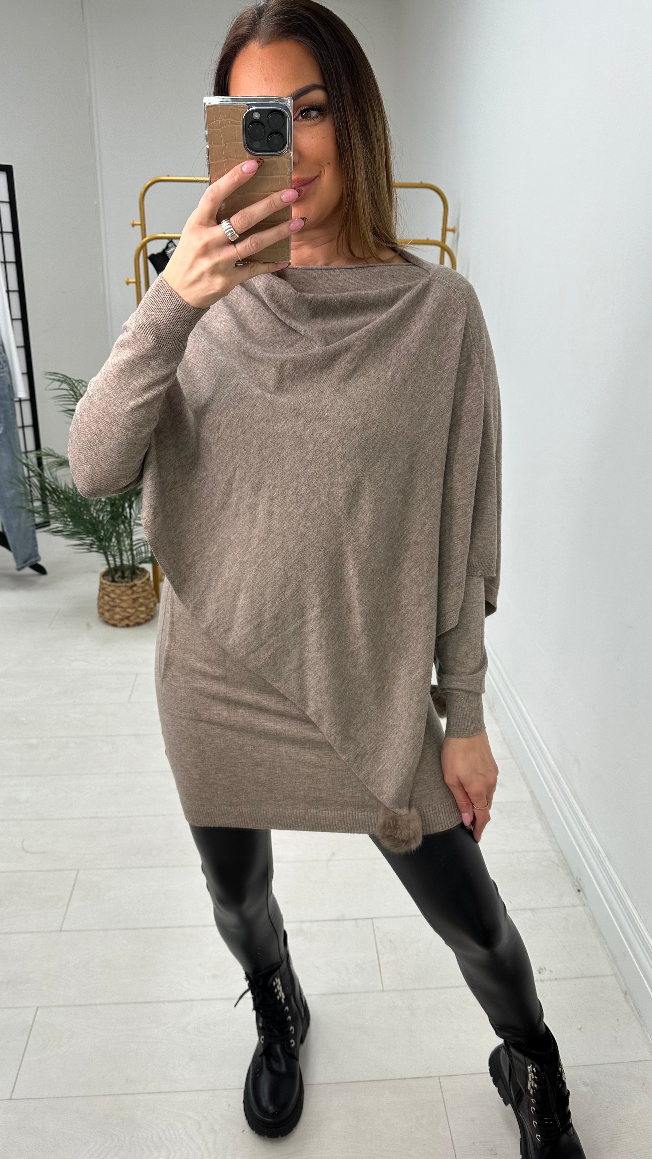 Magnolia Plain 2 Piece Asymmetric Poncho Co-Ord Set