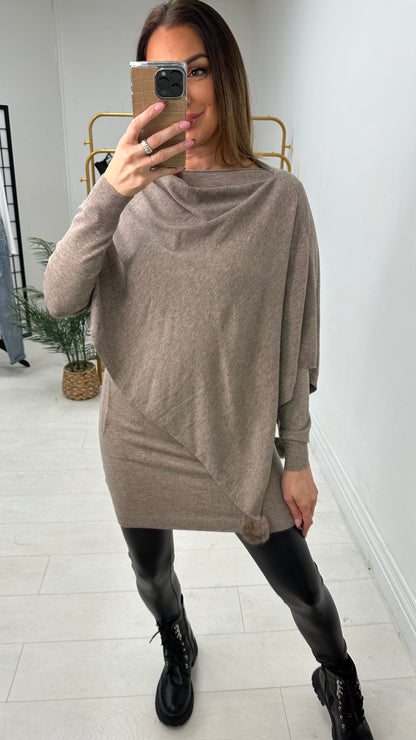 Magnolia Plain 2 Piece Asymmetric Poncho Co-Ord Set