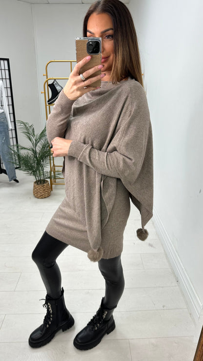 Magnolia Plain 2 Piece Asymmetric Poncho Co-Ord Set