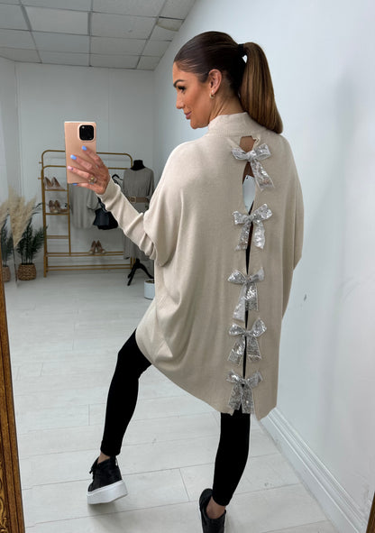 Myla Plain Sequin Bow Back Jumper