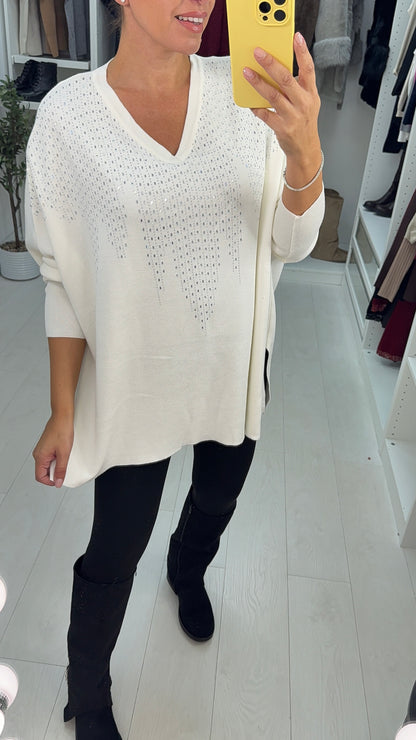 Berrie Diamante Detail Loose Fit Jumper