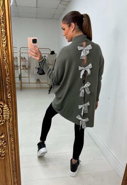 Myla Plain Sequin Bow Back Jumper