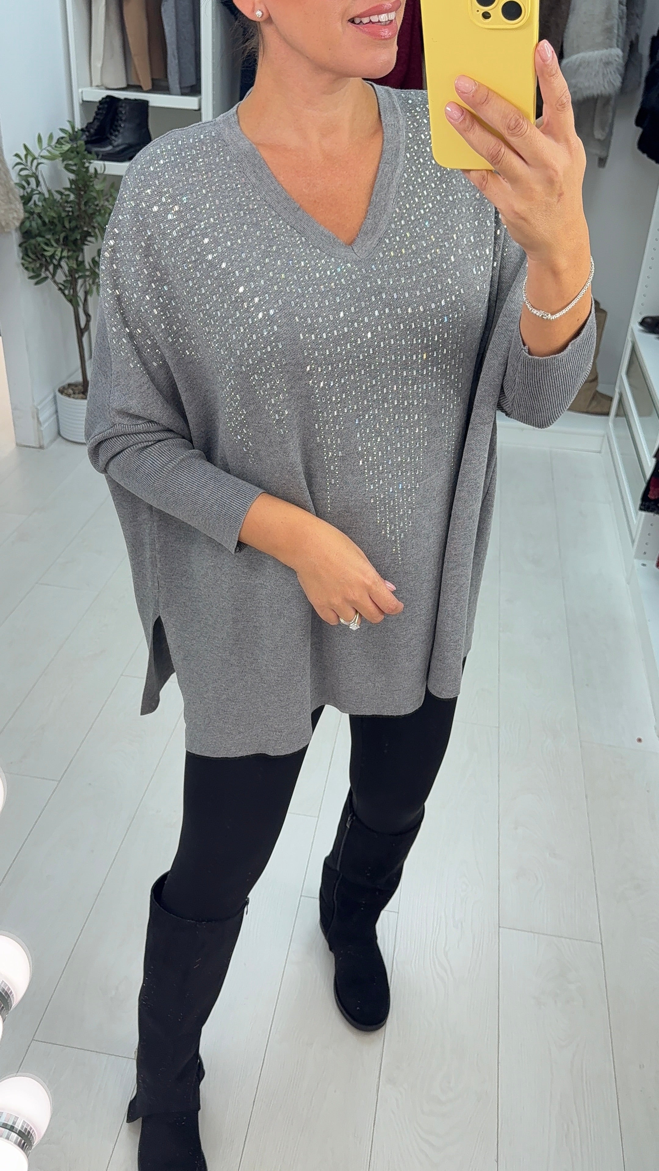 Berrie Diamante Detail Loose Fit Jumper