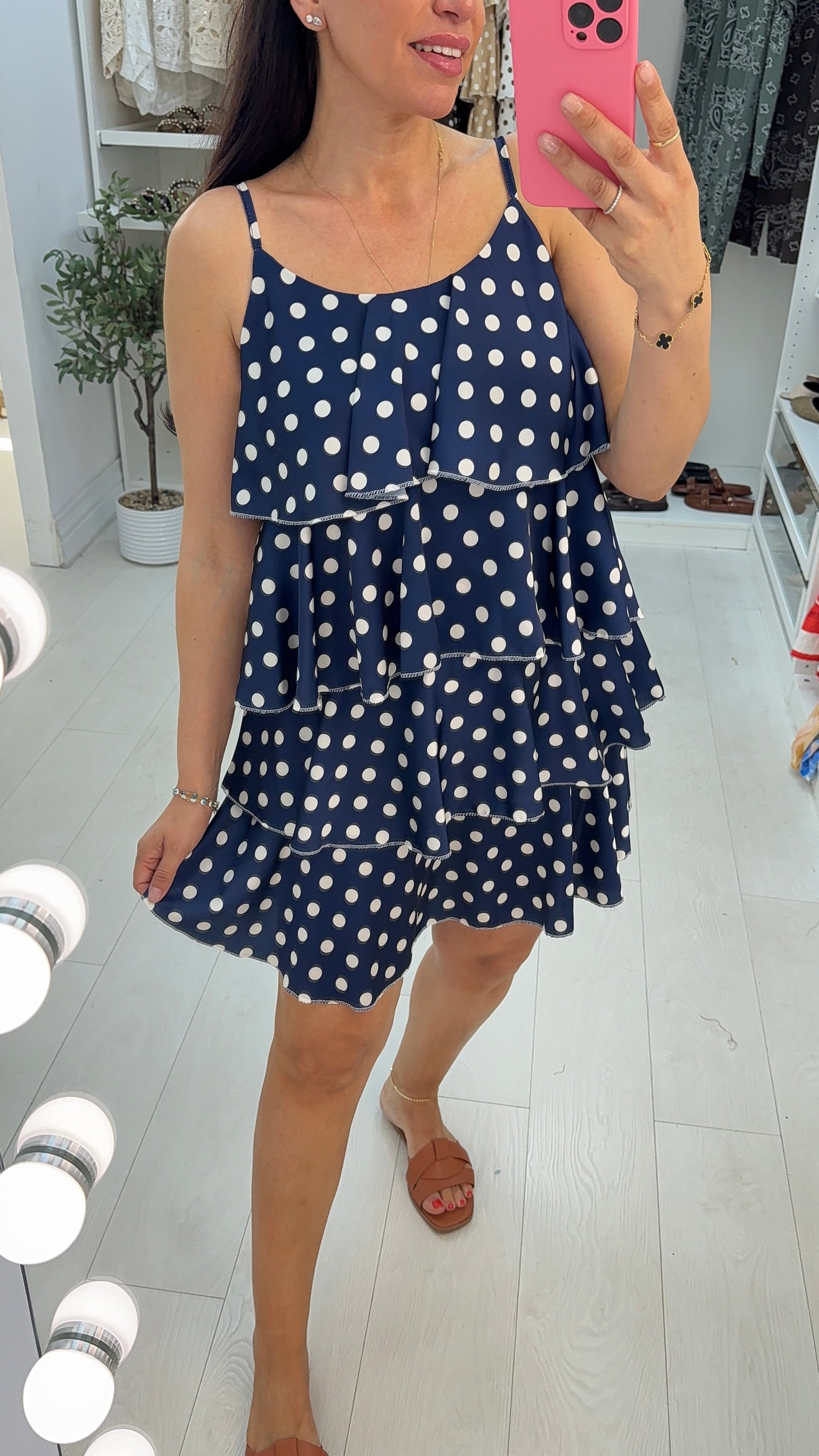 line & dot amara dress Black Polka Dot Balloon Sleeve Amara Midi Dress