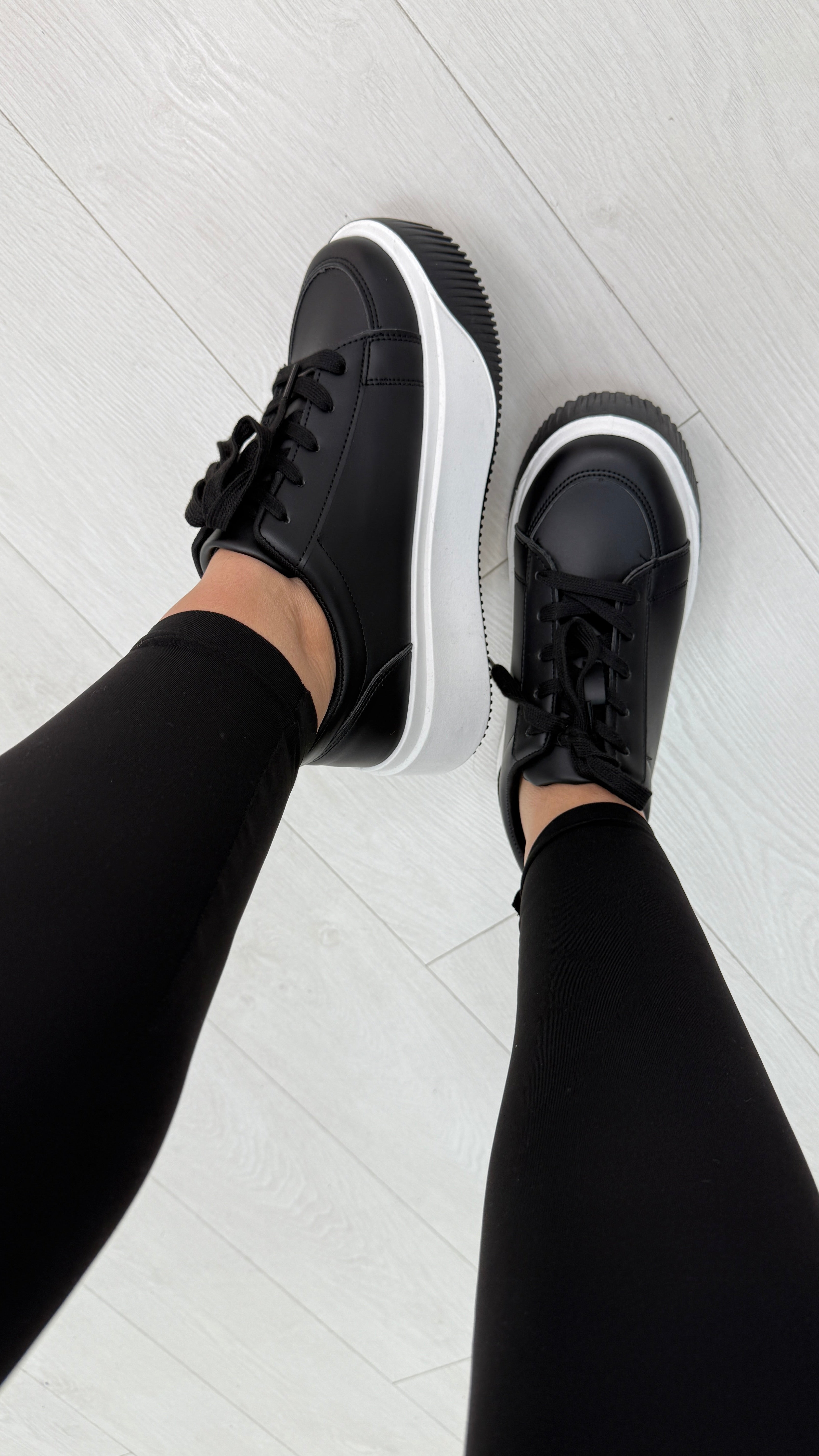 Debbie Faux Leather Platform Trainers