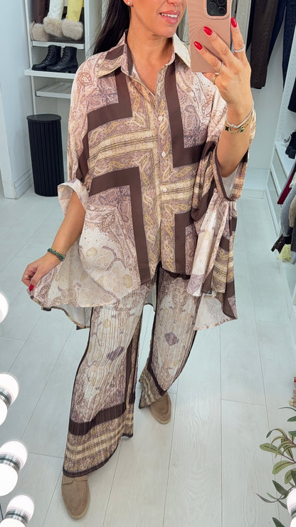 Tenley Abstract Print Loose Fit Shirt Co-Ord Set