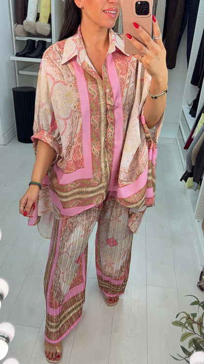 Tenley Abstract Print Loose Fit Shirt Co-Ord Set