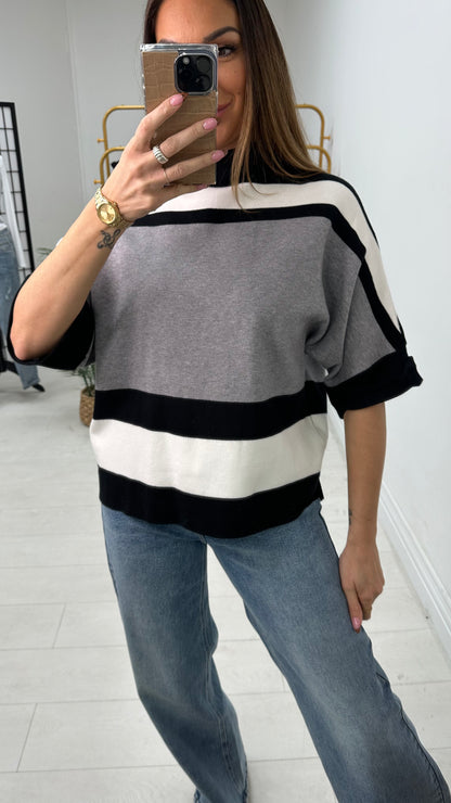 Rhonda Colour Block 3/4 Sleeve Knit Jumper