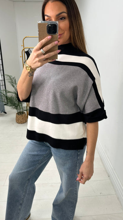 Rhonda Colour Block 3/4 Sleeve Knit Jumper