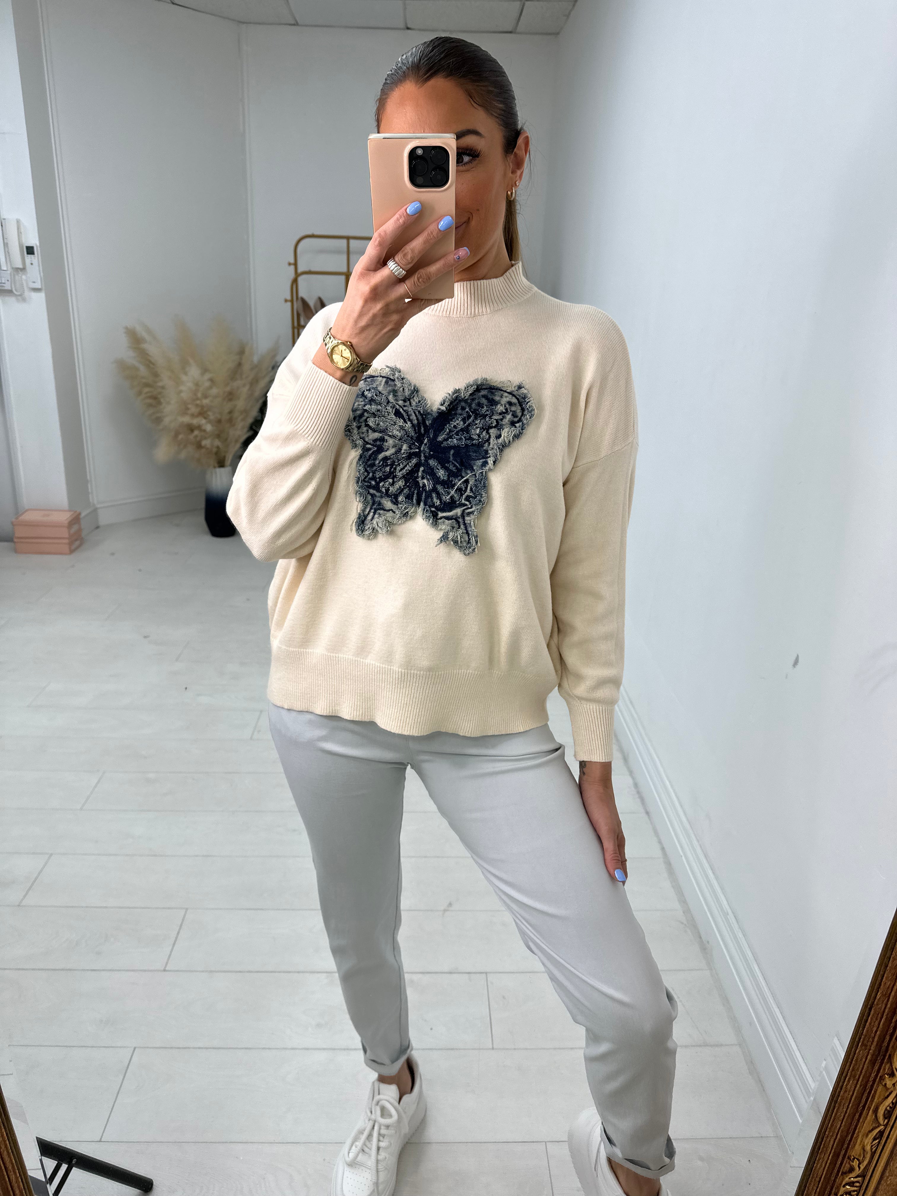 Marilyn Frayed Butterfly Detailed Jumper