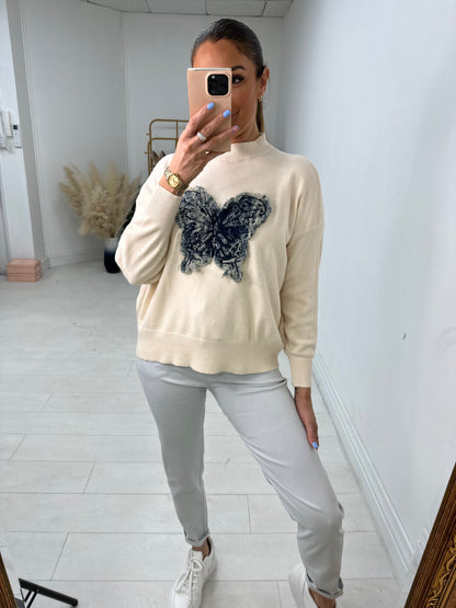 Marilyn Frayed Butterfly Detailed Jumper