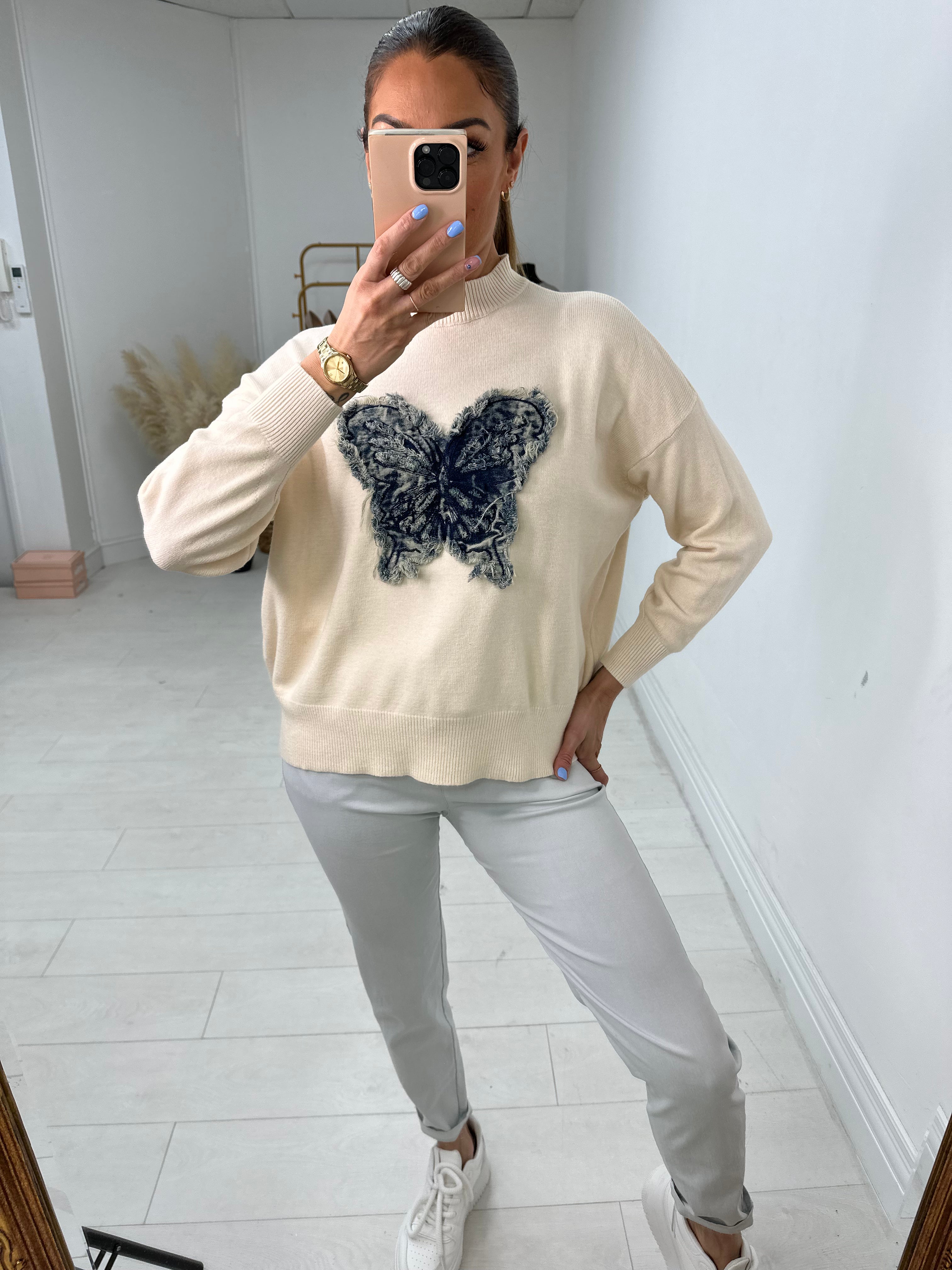Marilyn Frayed Butterfly Detailed Jumper