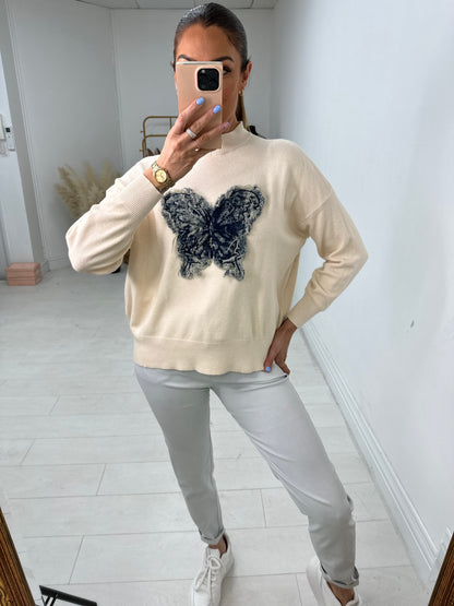 Marilyn Frayed Butterfly Detailed Jumper