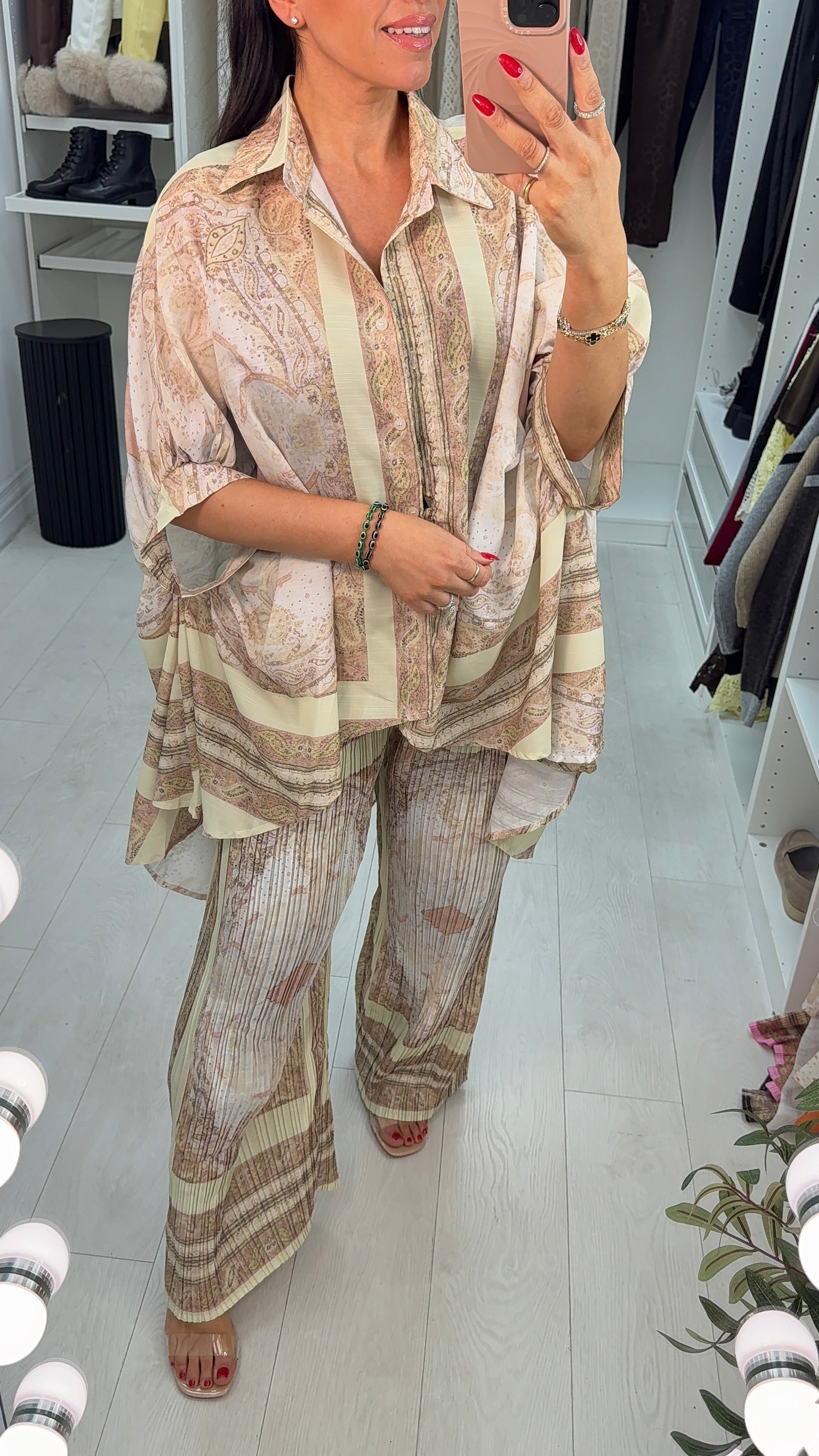 Tenley Abstract Print Loose Fit Shirt Co-Ord Set
