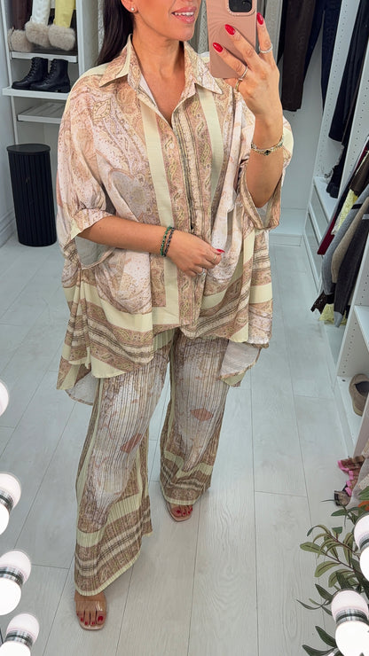 Tenley Abstract Print Loose Fit Shirt Co-Ord Set