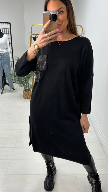 Camila Diamante Pocket Front Jumper Dress