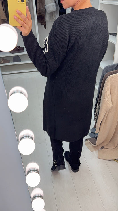 Grace Embroidered Flower Detail Longline Cardigan