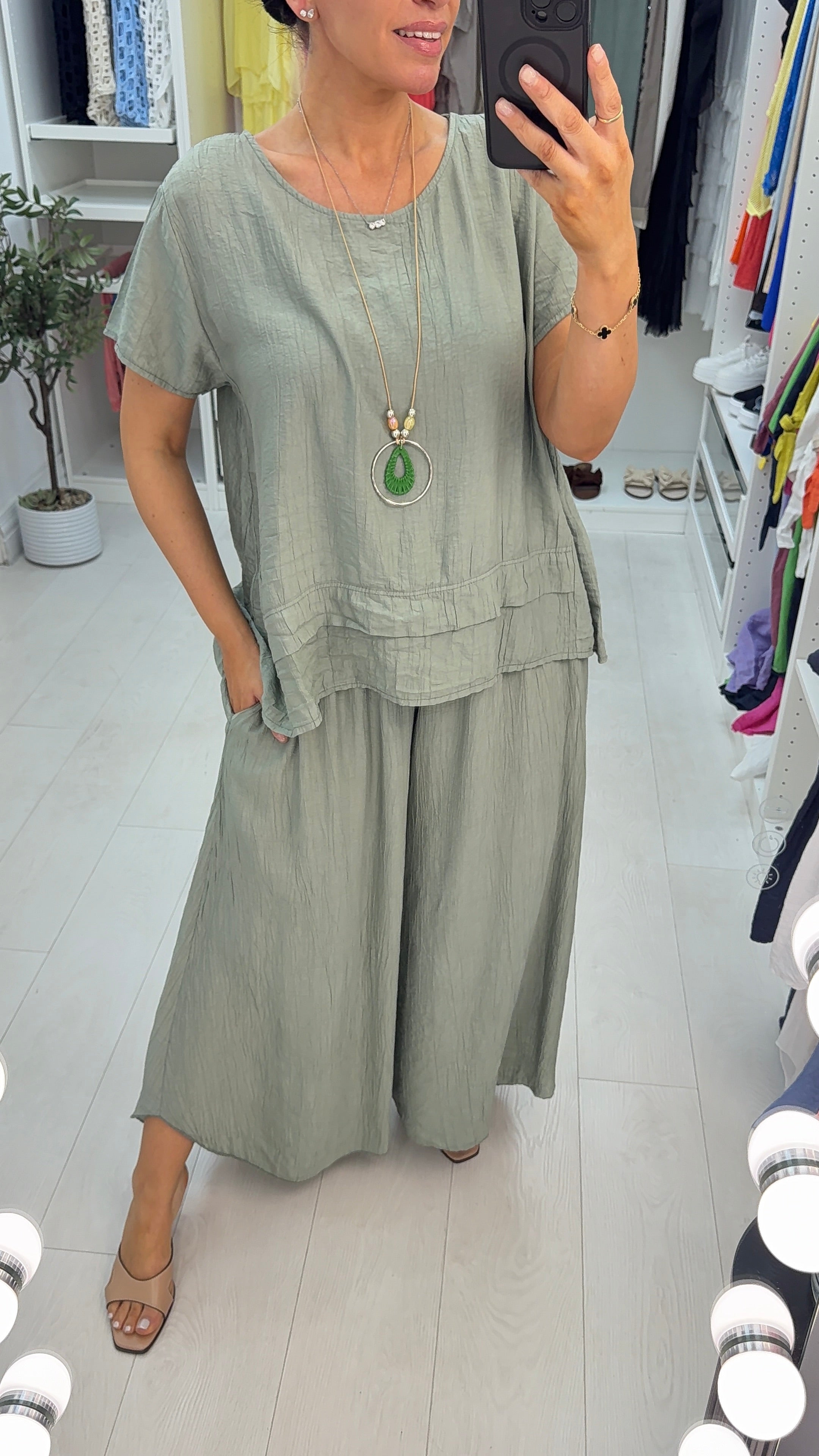 Freyanna Plain Textured Loose Fit Necklace Co-Ord Set