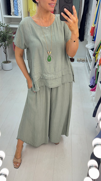 Freyanna Plain Textured Loose Fit Necklace Co-Ord Set