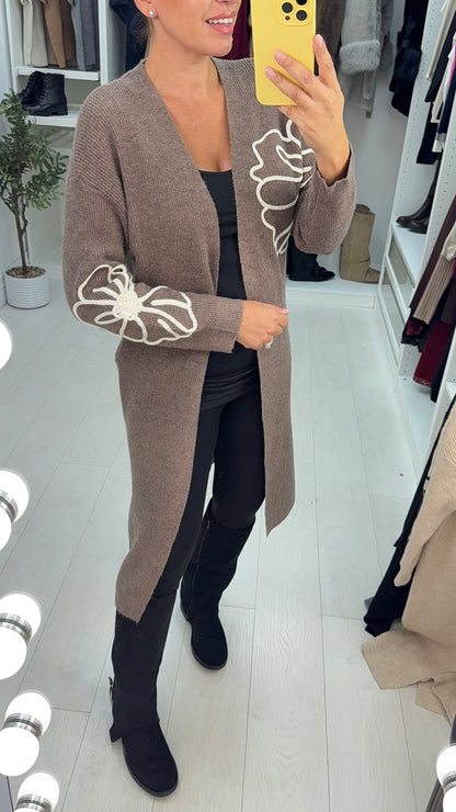 Grace Embroidered Flower Detail Longline Cardigan