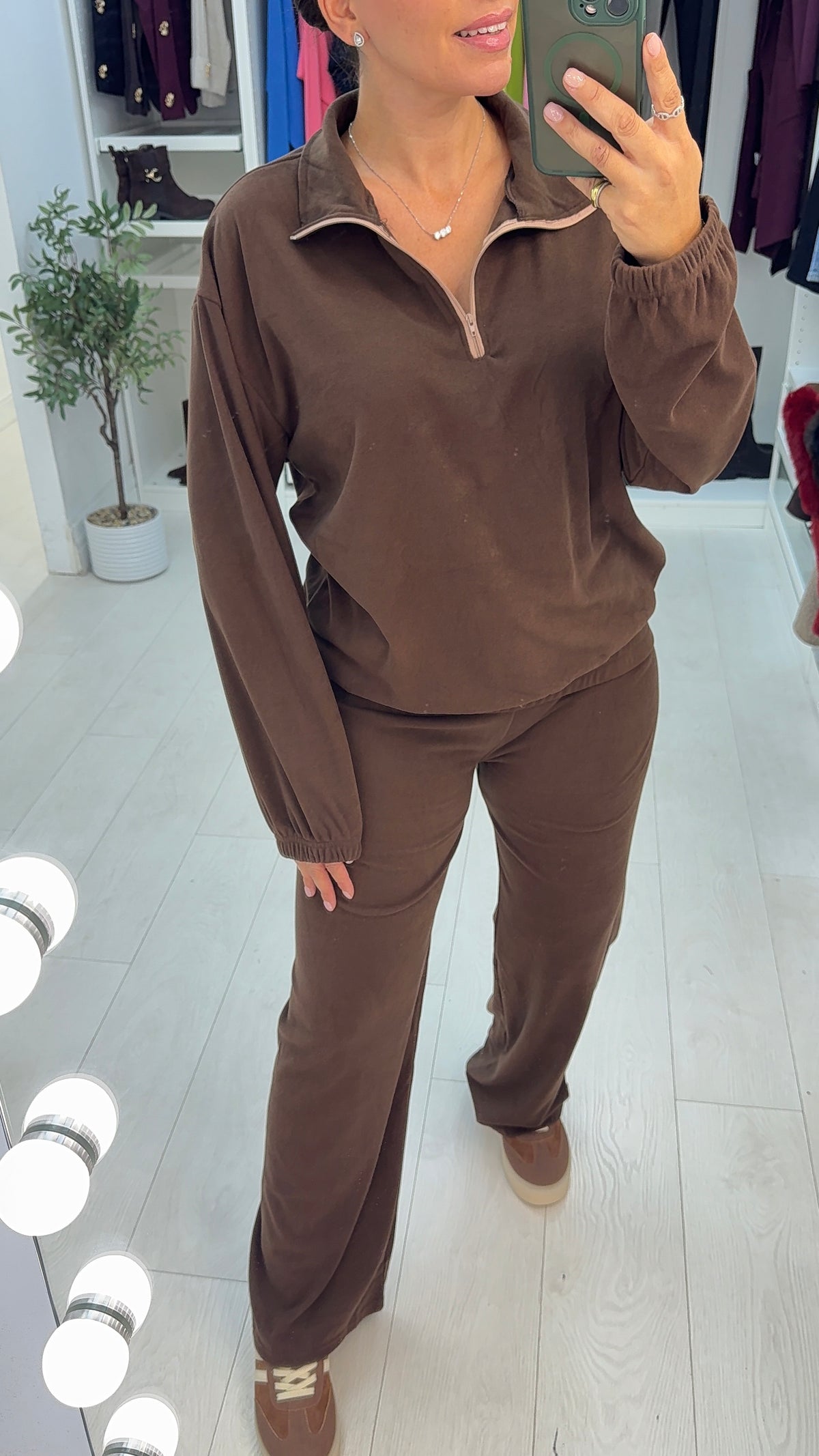 Nadira Plain Quarter Zip Loungewear Set