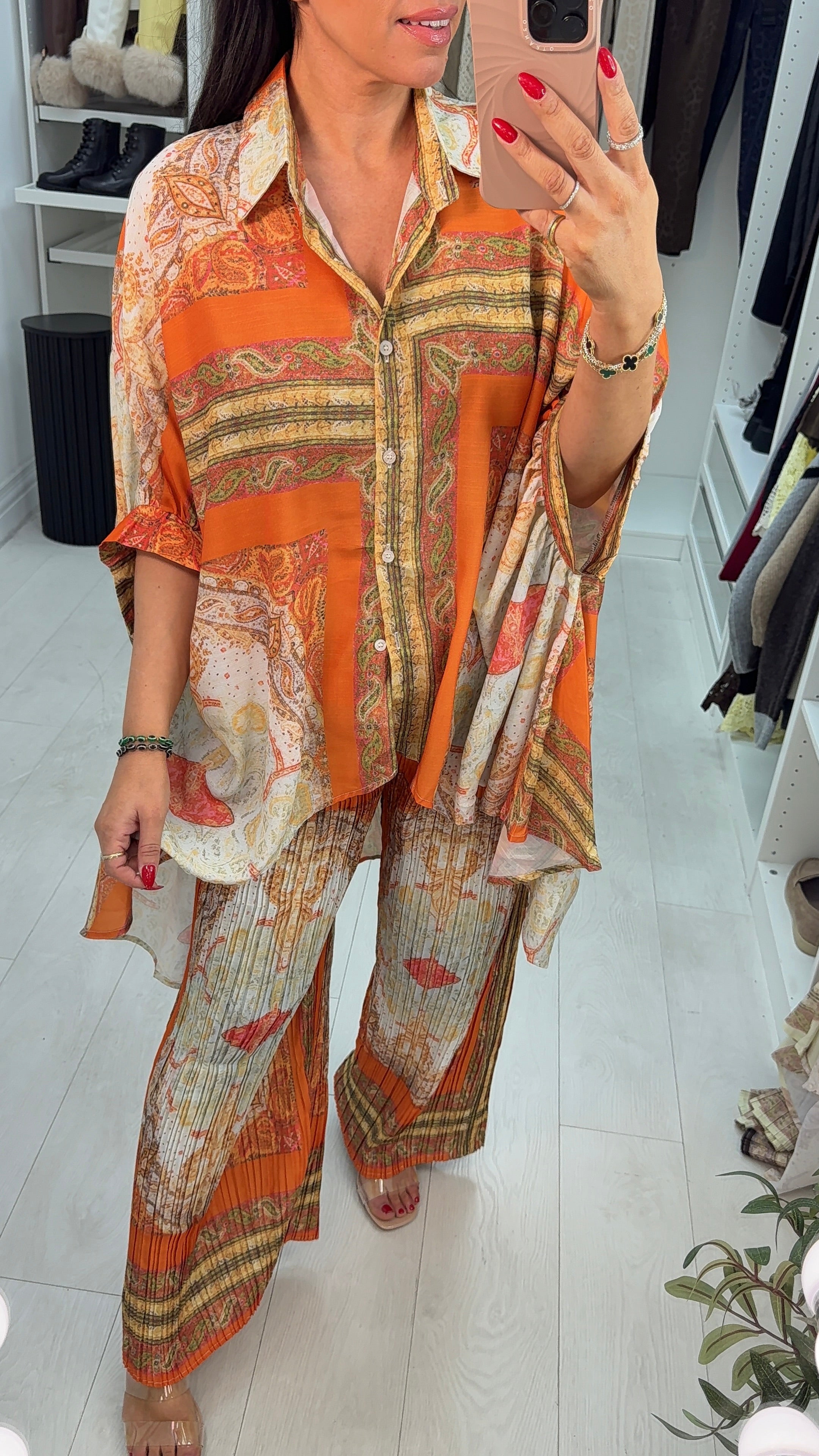 Tenley Abstract Print Loose Fit Shirt Co-Ord Set