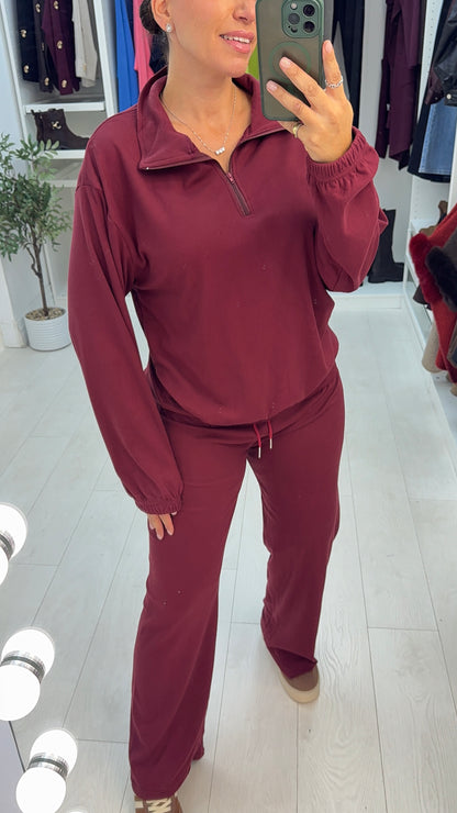 Nadira Plain Quarter Zip Loungewear Set