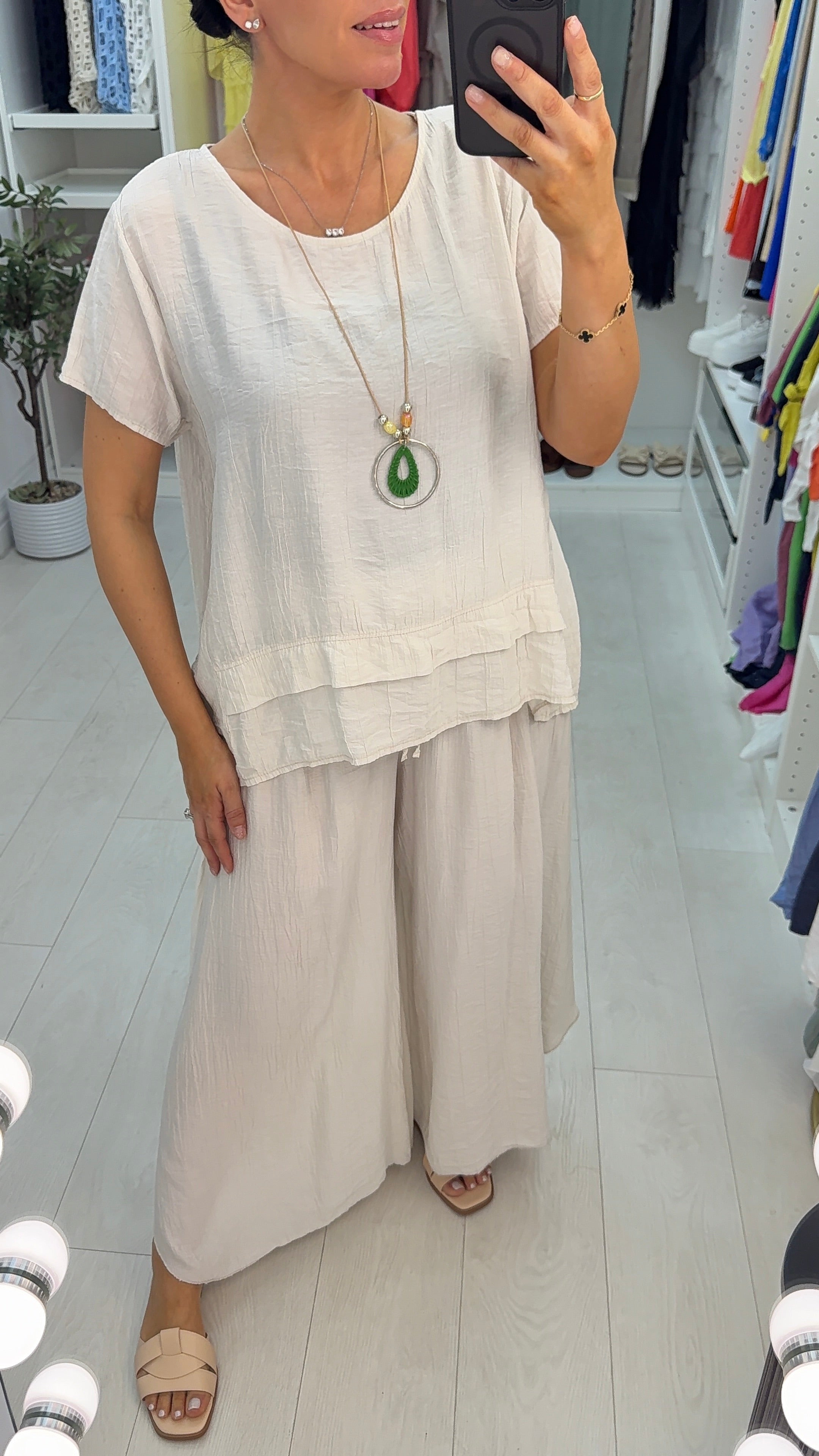 Freyanna Plain Textured Loose Fit Necklace Co-Ord Set