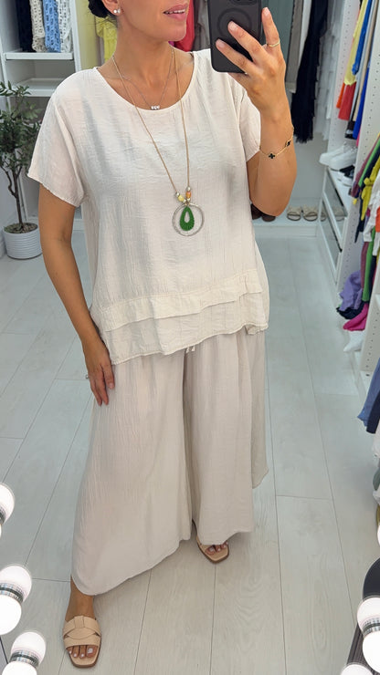 Freyanna Plain Textured Loose Fit Necklace Co-Ord Set