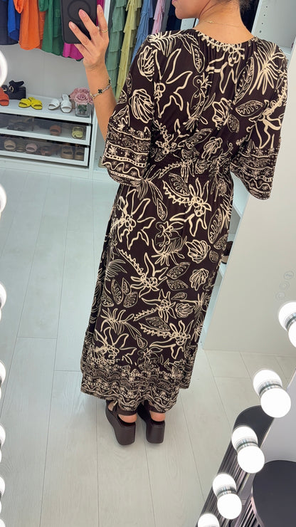 Stacey V Neck Shirred Waist Magic Maxi Dress