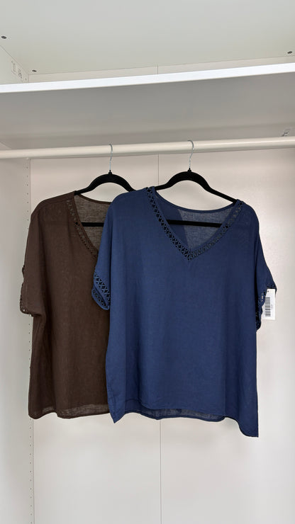 Elaine Plain V Neck Loose Fit Top