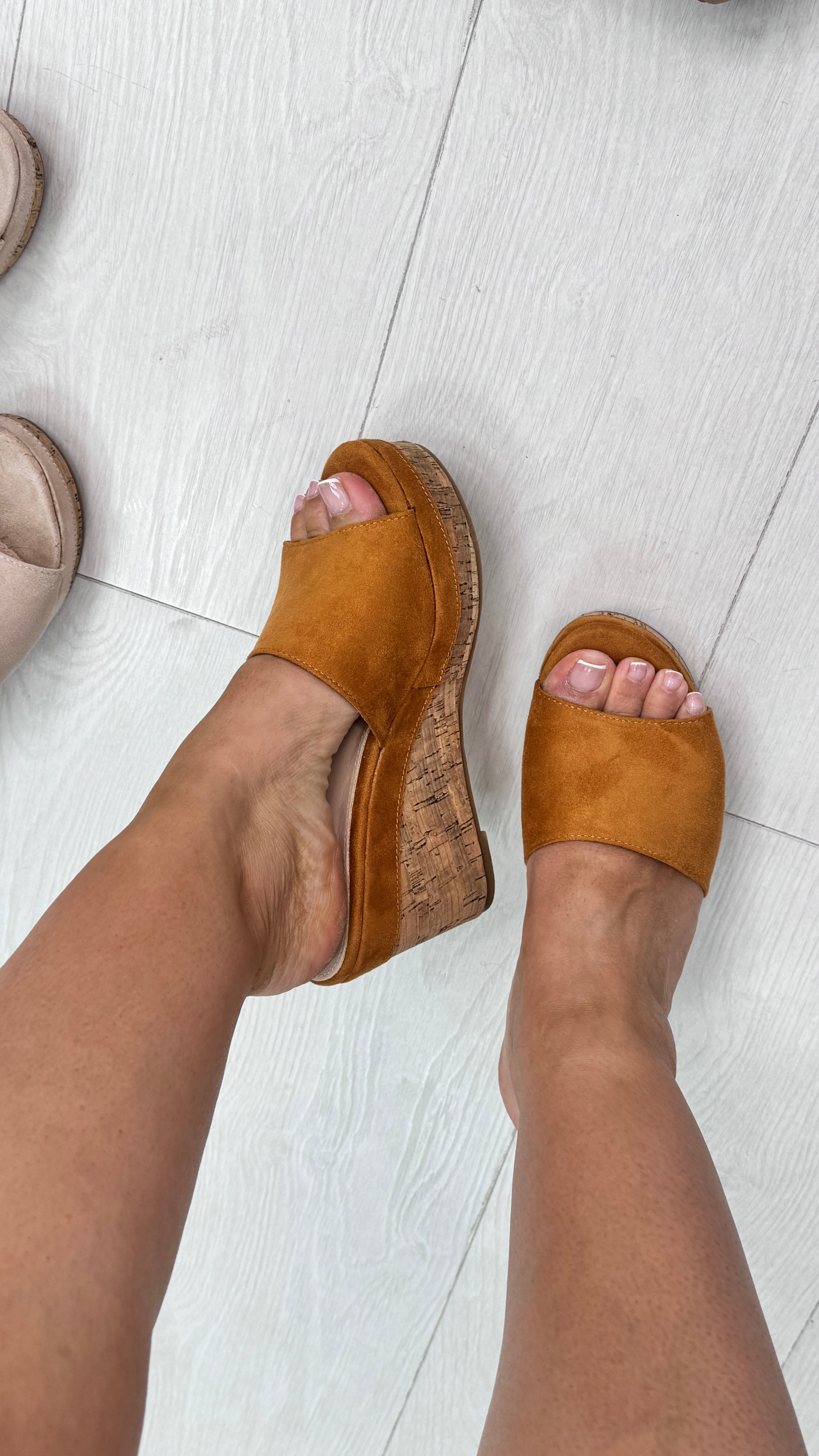 Brianna Faux Suede Cork Platform Sandals