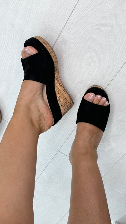 Brianna Faux Suede Cork Platform Sandals