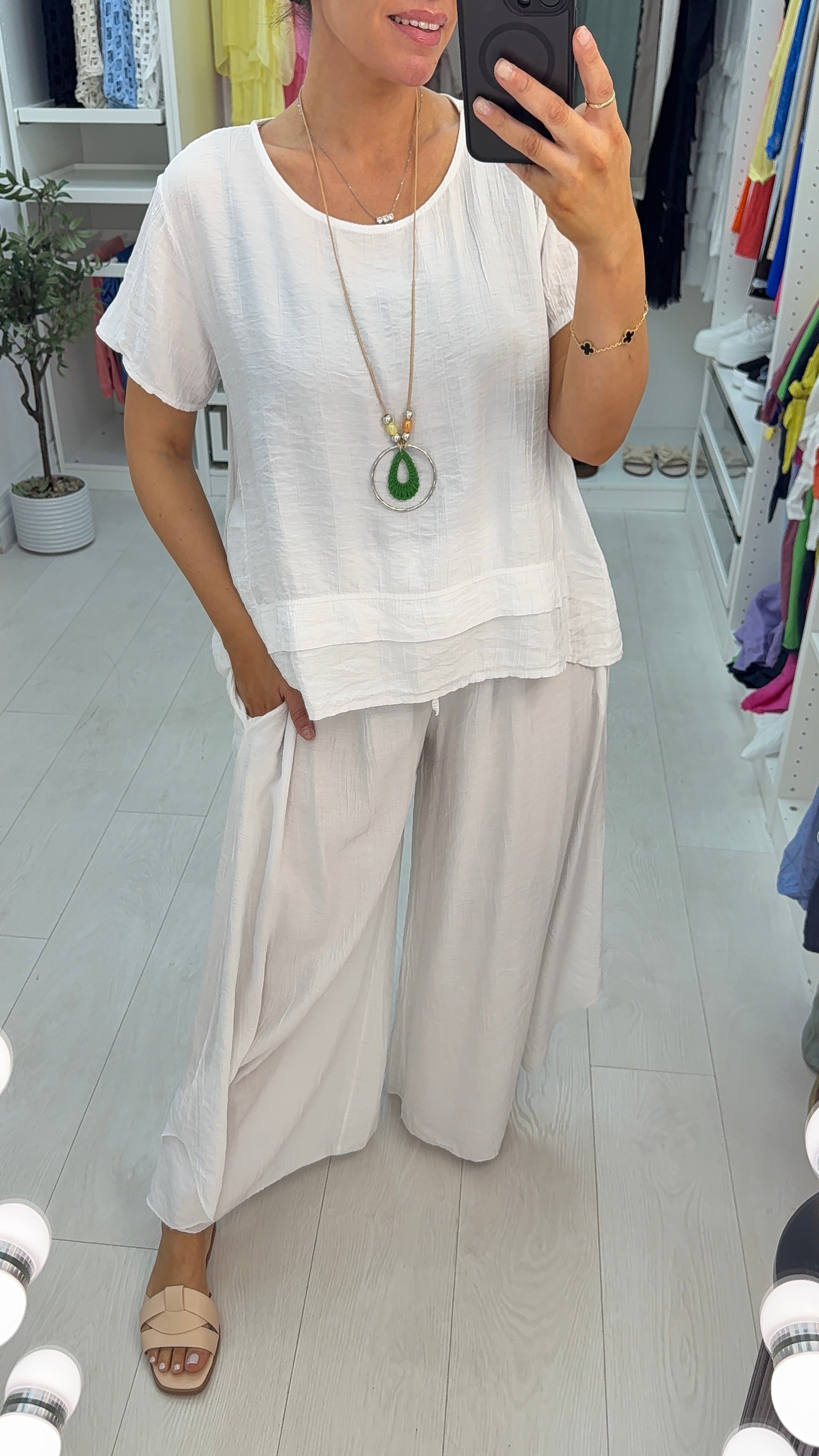 Freyanna Plain Textured Loose Fit Necklace Co-Ord Set
