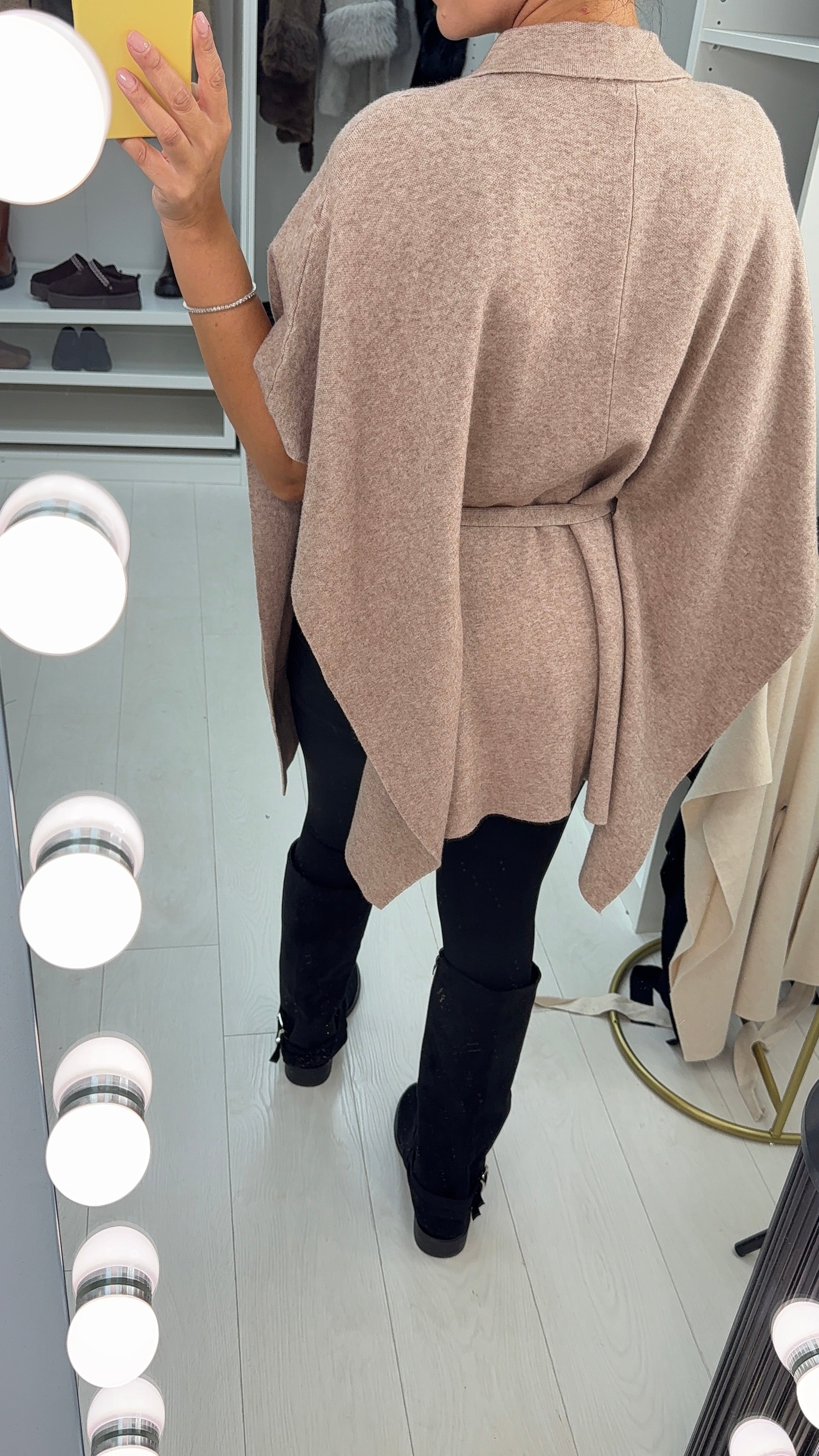 Tatiana Plain Belted Knit Poncho