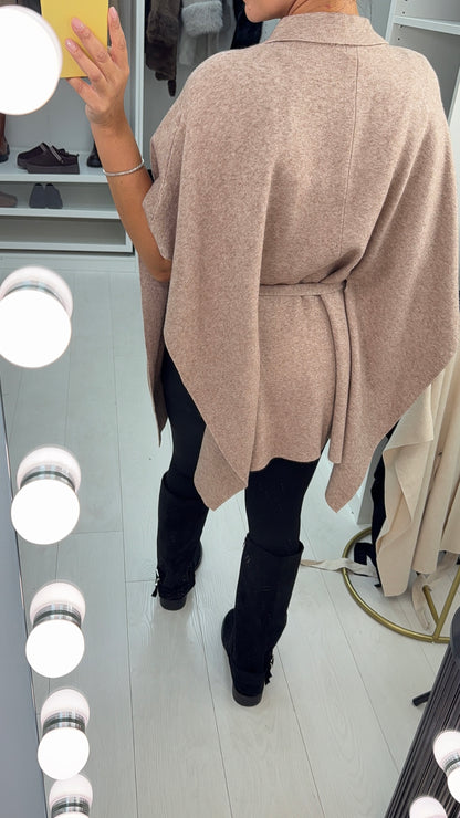 Tatiana Plain Belted Knit Poncho