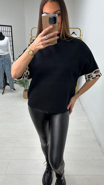 Bambi Leopard Print 3/4 Sleeve Knit Jumper