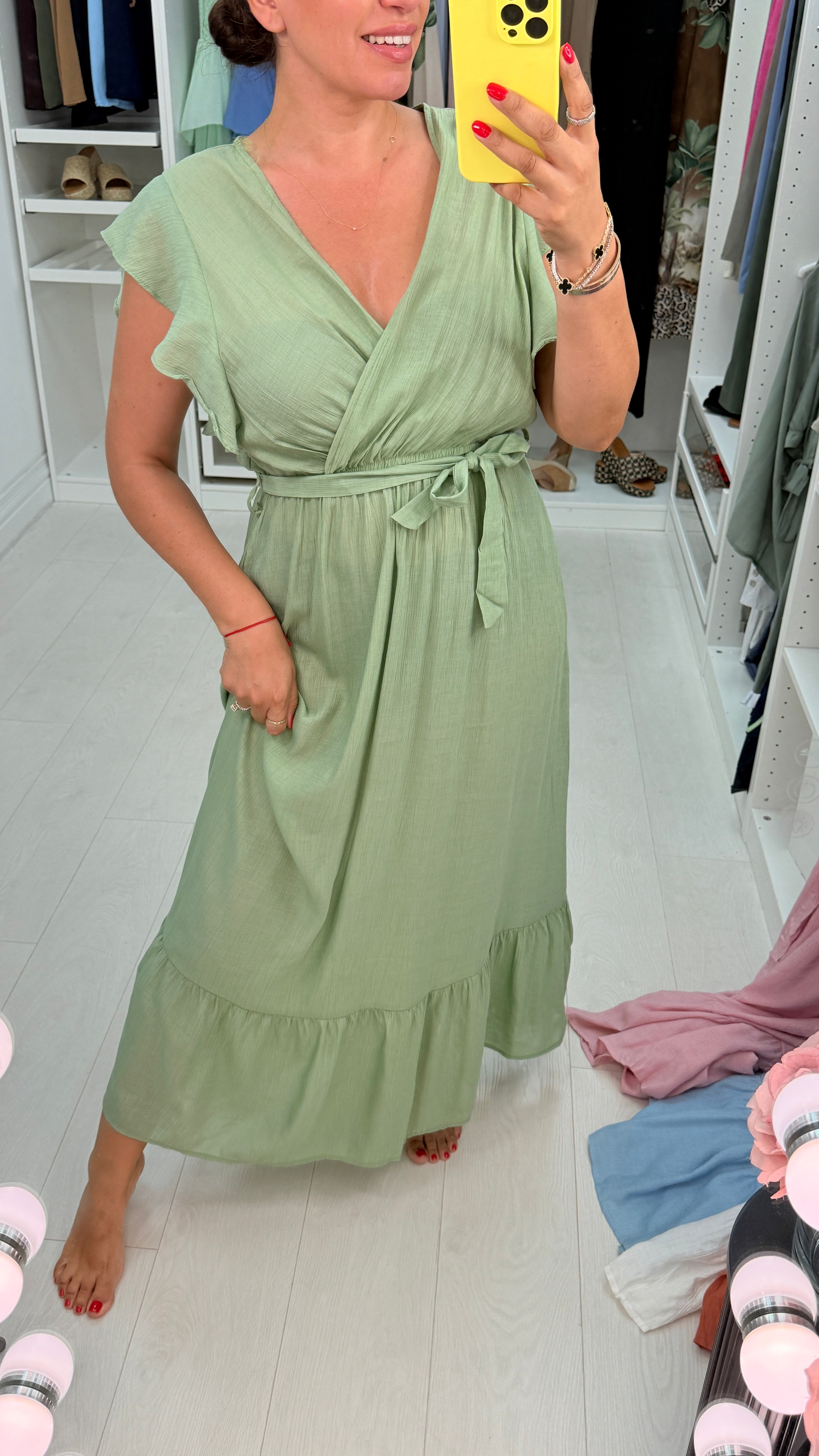 Samael Long Plain Flared Cut Dress