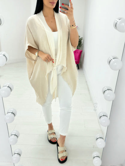 Adelaide Plain Tie Front Oversized Throw Over