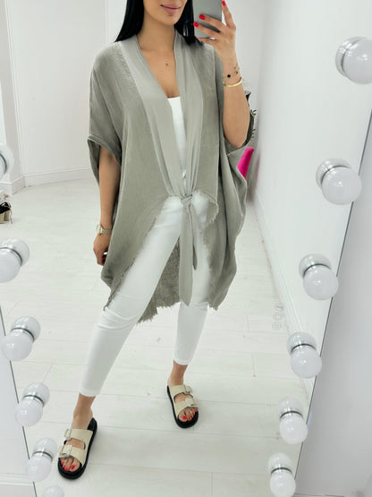 Adelaide Plain Tie Front Oversized Throw Over