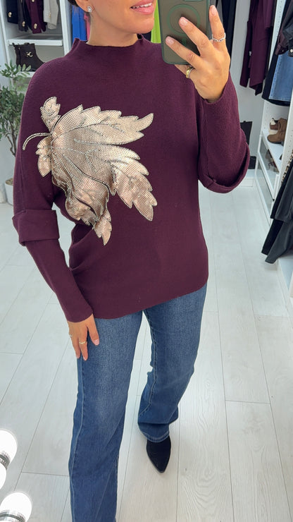 Katianna Sequin Embellished High Neck Jumper