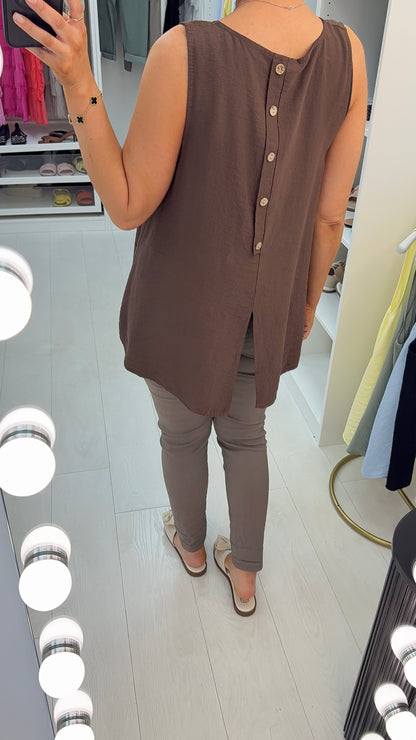 Harlow Plain Button Back Loose Fit Top