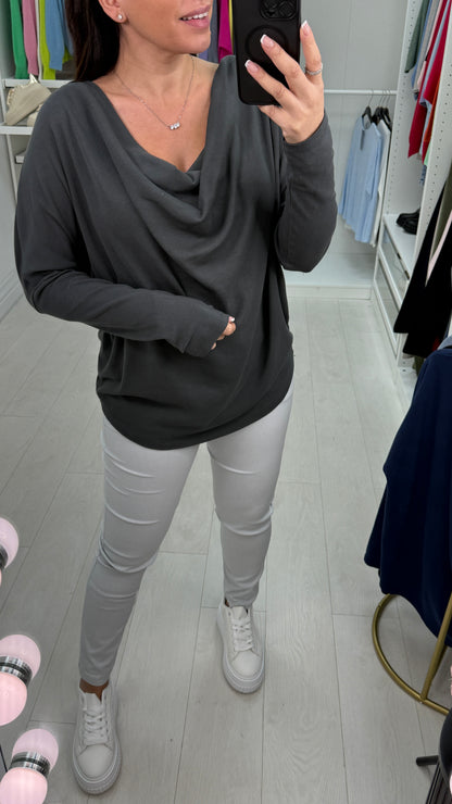 Topaz Plain Cowl Neck Sweatshirt