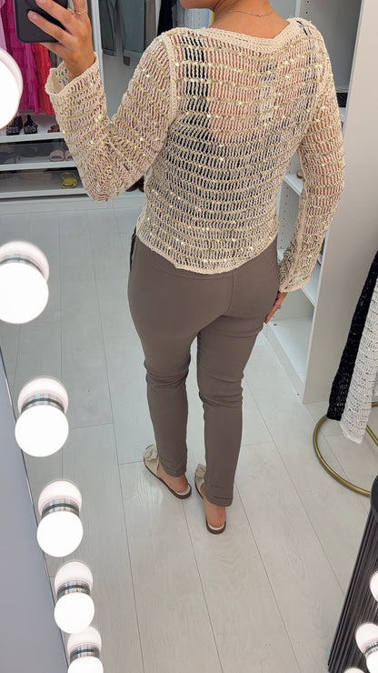 Roseanna Sequin Embellished Crochet Cardigan