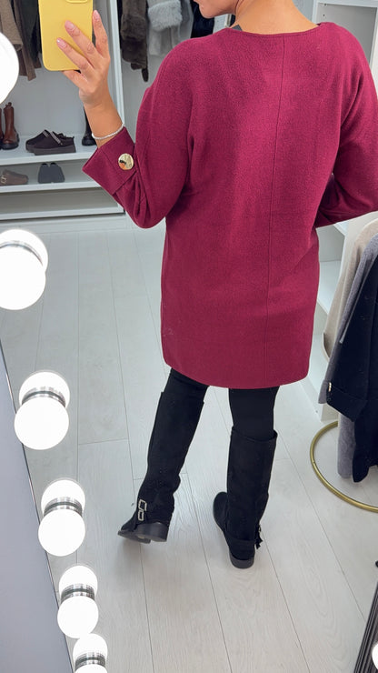 Ophella Plain Button Detail Longline Jumper