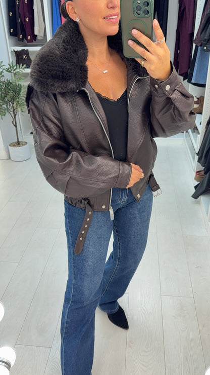 Talitah Faux Fur & Leather Jacket