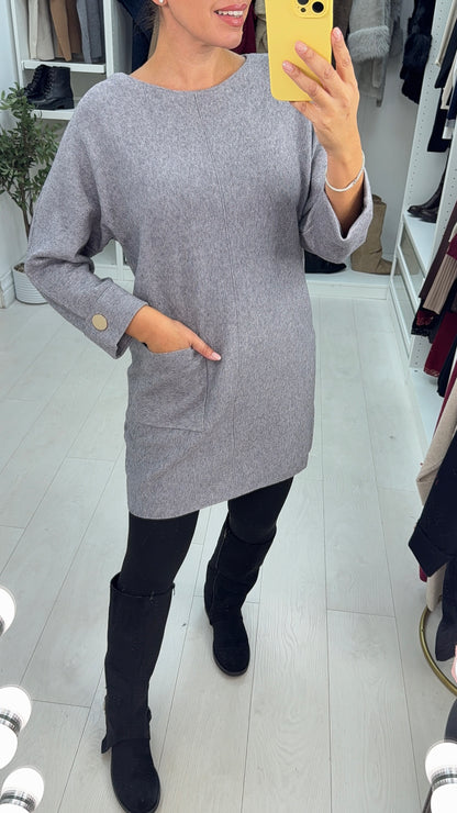 Ophella Plain Button Detail Longline Jumper